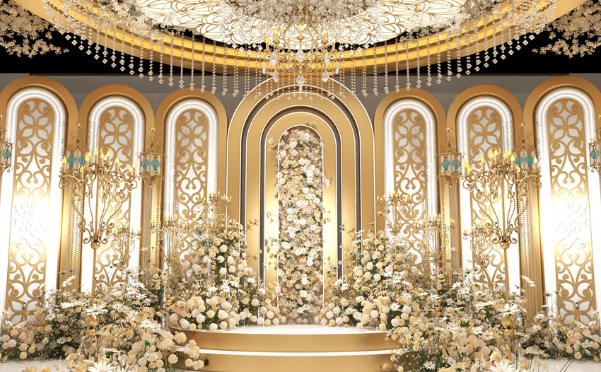 周村香槟色调婚礼堂效果展示